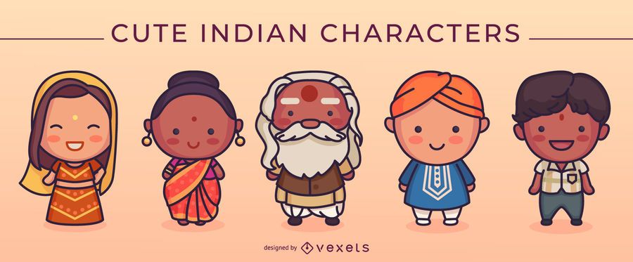 Cute indian characters set Cute indian characters set