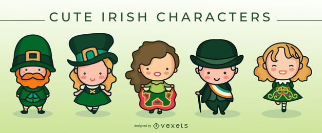 Cute irish characters set Cute irish characters set