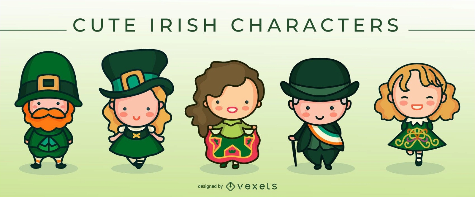 Conjunto de personagens fofinhos irlandeses
