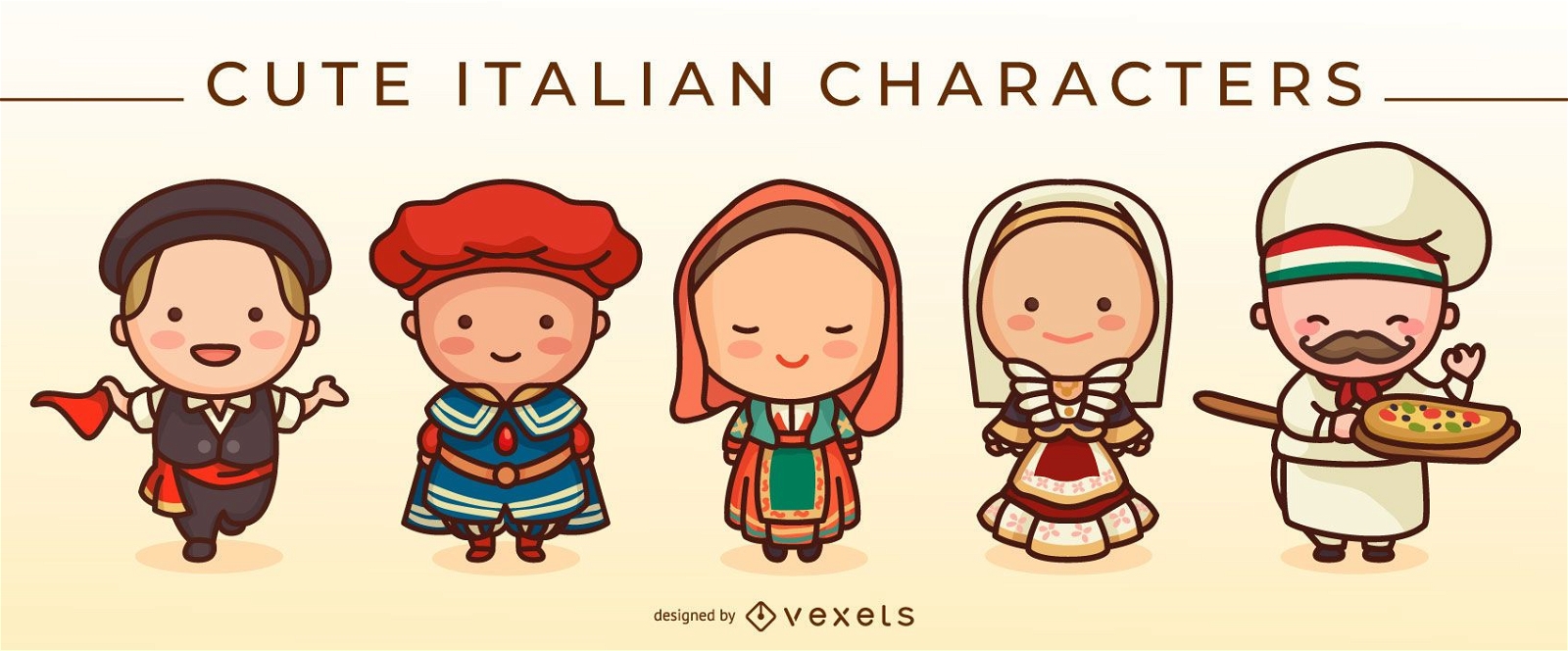 Lindo conjunto de personajes italianos