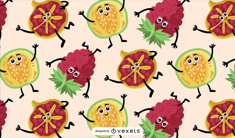 Fruits characters pattern design Fruits characters pattern design
