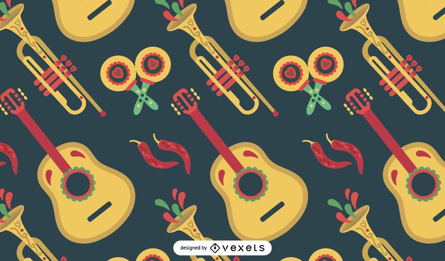 Mexican instruments pattern design Mexican instruments pattern design