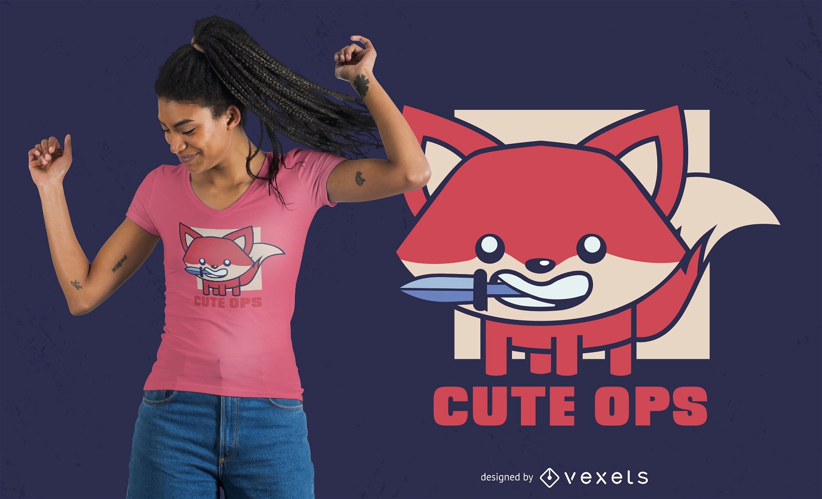 Cute ops fox t-shirt design