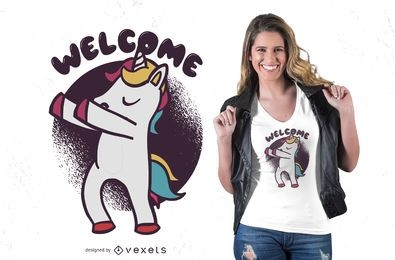 Diseño de camiseta de bienvenida unicornio