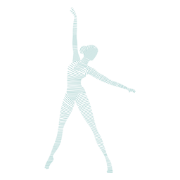 Ballerina ballet dancer posture tricot striped silhouette ballet PNG Design