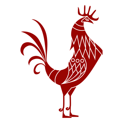 Cock beak feather wing leg crest pattern detailed silhouette bird
