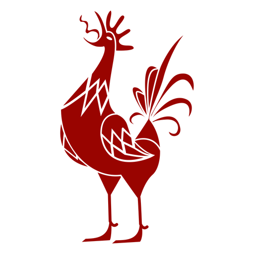 Cock feather beak wing leg crest pattern detailed silhouette bird PNG Design