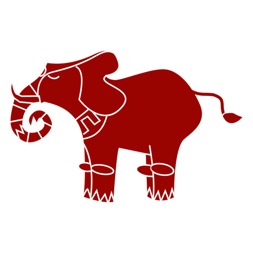 Animal de silhueta detalhada com padr?o de tronco de orelha de marfim cauda de elefante Desenho PNG