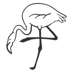 Flamingo beak leg neck doodle bird PNG Design