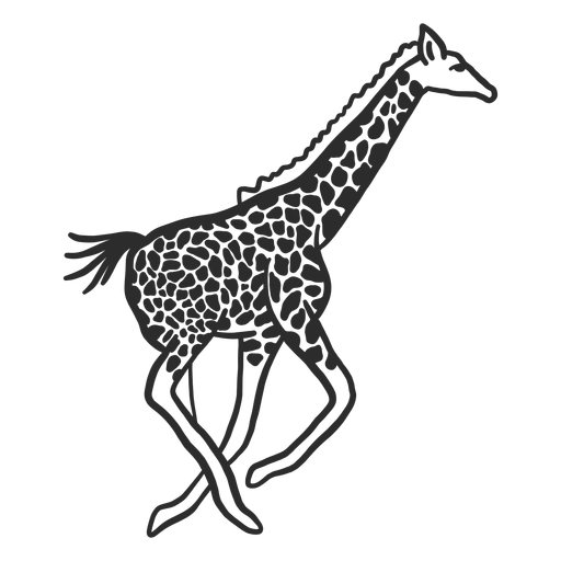 Girafa mancha pesco?o ossicones cauda correndo animal doodle Desenho PNG