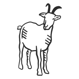 Animal de doodle de cola de cuerno de oreja de cabra Diseño PNG