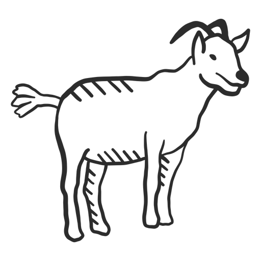 Cuerno de cabra cola oreja doodle animal Diseño PNG