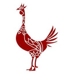 Pluma de gallina pico ala pierna cresta patrón silueta detallada pájaro