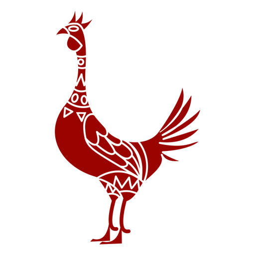 Henne Feder Schnabel Flügel Bein Wappen Muster detaillierte Silhouette Vogel PNG-Design