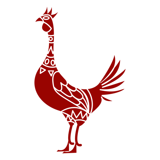 Pena de galinha bico asa perna crista padrão silhueta pássaro detalhado Desenho PNG