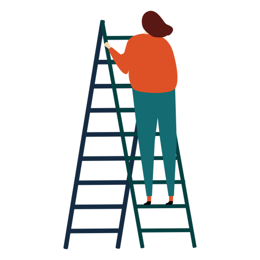 Ladder step ladder height woman flat raise PNG Design