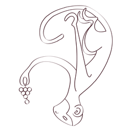 Perna de macaco cauda focinho uvas linha animal Desenho PNG
