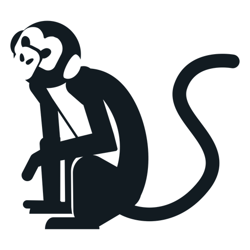 Monkey sitting leg tail muzzle detailed silhouette animal PNG Design