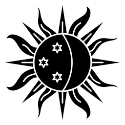 Luna sol rayo creciente estrella silueta detallada cuerpo celeste Diseño PNG