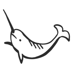 Mamífero do doodle do barbatana da cauda da presa de Narval Desenho PNG