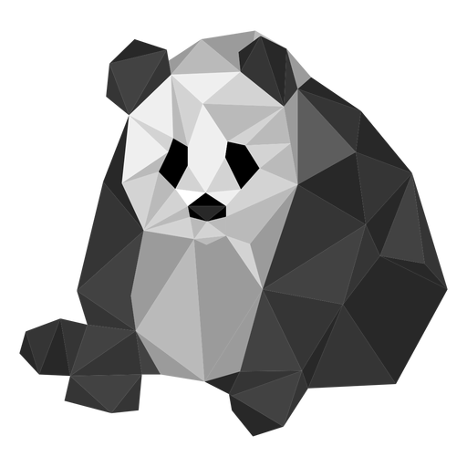Panda sentado ponto orelha focinho gordura baixo poli animal Desenho PNG