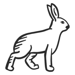 Coelho com orelha de coelho doodle lebre Desenho PNG