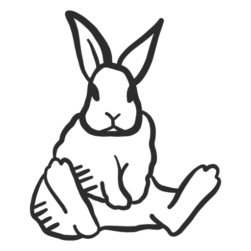 Rabbit bunny muzzle ear sitting doodle hare PNG Design