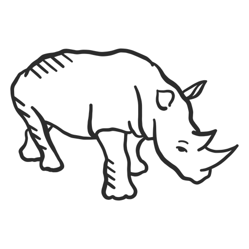 Rinoceronte chifre rinoceronte orelha doodle animal Desenho PNG