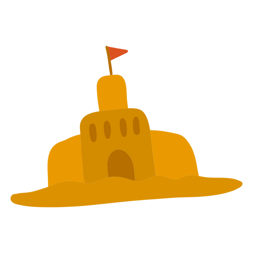 Castillo de arena en forma de bandera plana verano Diseño PNG