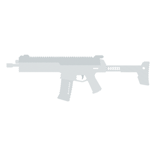 Submachine gun barrel charger weapon butt striped silhouette gun PNG Design