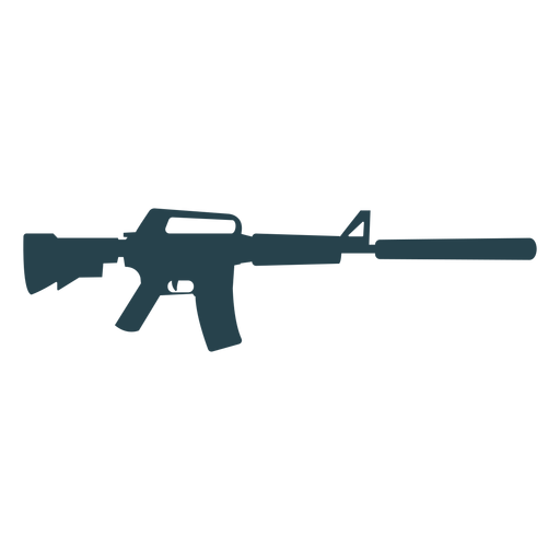 Maschinenpistole Ladegerät Butt Waffe Barrel Suppressor Silhouette Gun PNG-Design