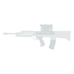 Subfusil ametralladora arma cargador tope barril silueta rayada pistola Transparent PNG
