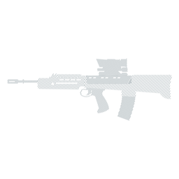 Submachine gun weapon charger butt barrel striped silhouette gun PNG Design