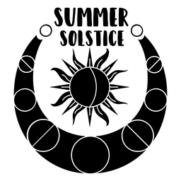 Solsticio de verano sol rayo de luna creciente silueta detallada cuerpo celeste Diseño PNG