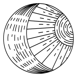 Raio crescente da lua do sol traçando corpo celestial Desenho PNG