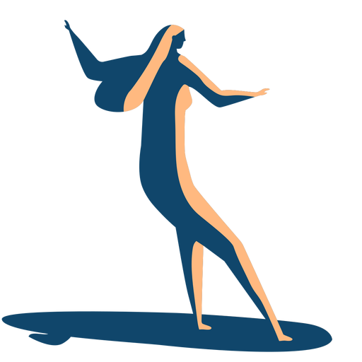 Silhueta detalhada da postura da mulher surfista na postura da prancha de ver?o Desenho PNG