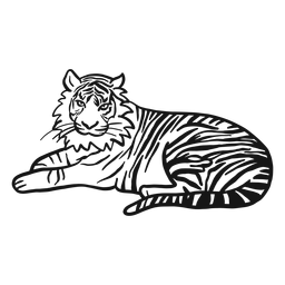 Focinho de tigre listrada orelha cauda deitada doodle gato Desenho PNG
