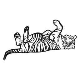 Tiger muzzle stripe lying tail ear doodle cat PNG Design Transparent PNG