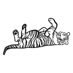 Tigre hocico raya mentira cola oreja doodle gato Diseño PNG