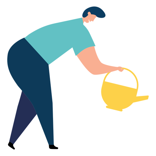 Watering pot watering can woman flat watering PNG Design