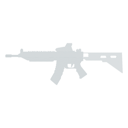 Weapon submachine gun barrel charger butt striped silhouette gun PNG Design