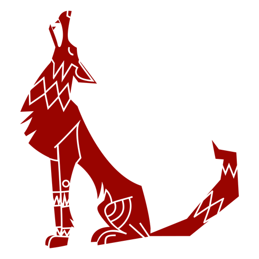 Animal de silhueta detalhada de padrão de orelha de predador uivo de lobo Desenho PNG