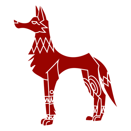 Patrón de oreja de depredador de cola de lobo animal silueta detallada Diseño PNG