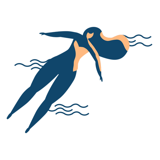 Mulher nadando onda silhueta detalhada ver?o Desenho PNG