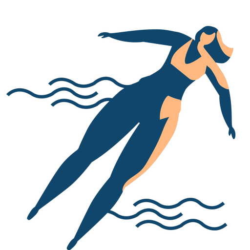 Mulher onda nadando silhueta detalhada ver?o Desenho PNG