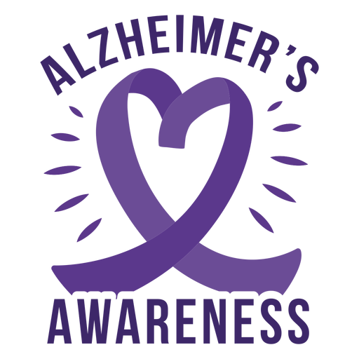 Alzheimer's awareness heart ribbon sticker badge PNG Design