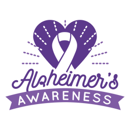 Emblema adesivo em forma de coração com fita de consciência de Alzheimer Desenho PNG