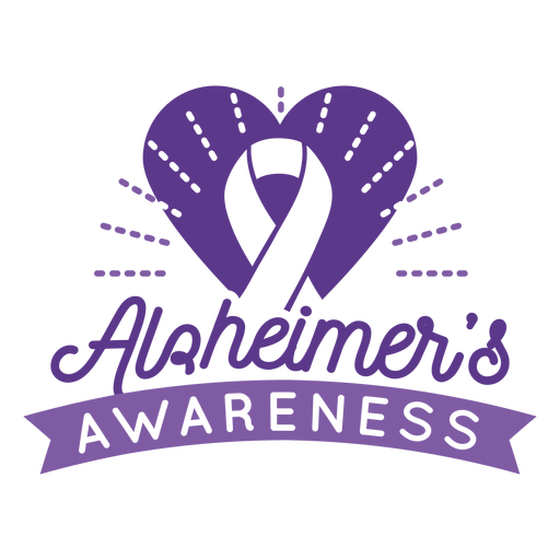 Alzheimer's awareness ribbon heart sticker badge PNG Design