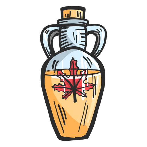 Amphora Topf flüssiges Blatt Ahorn farbige Skizze PNG-Design