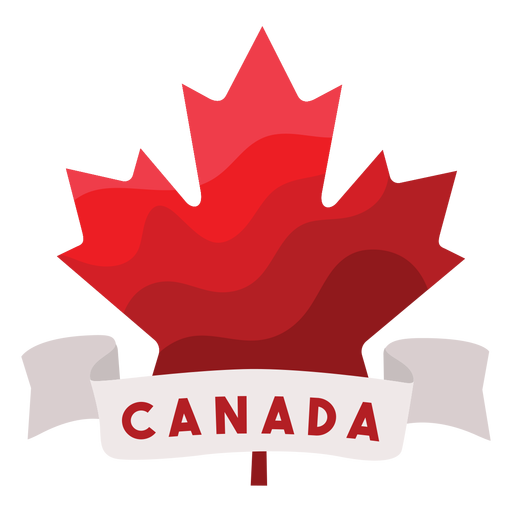 Canada ribbon maple leaf badge sticker PNG Design